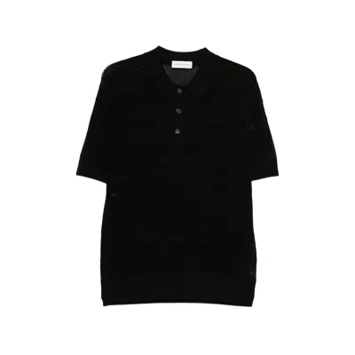 Dries Van Noten Button-up Polo Shirt In Black
