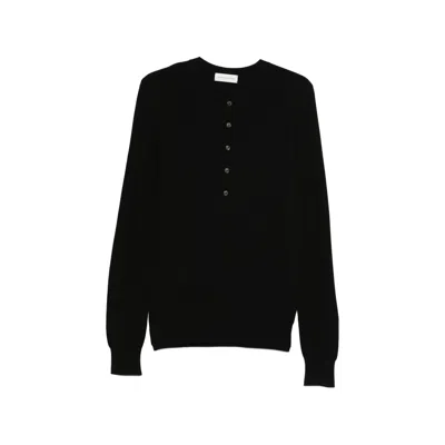 Dries Van Noten Button Knitted Polo Shirt In Black