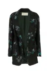 Dries Van Noten Floral Printed Long Sleeved Jacket In Black