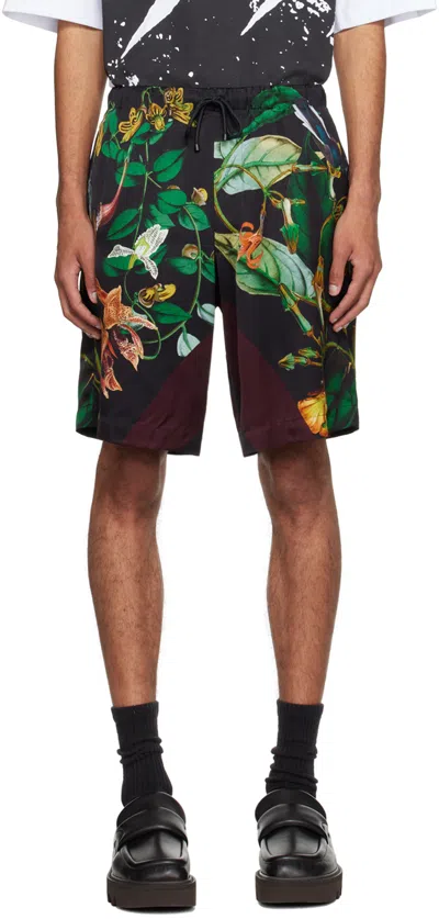 Dries Van Noten Black Printed Shorts In 900 Black