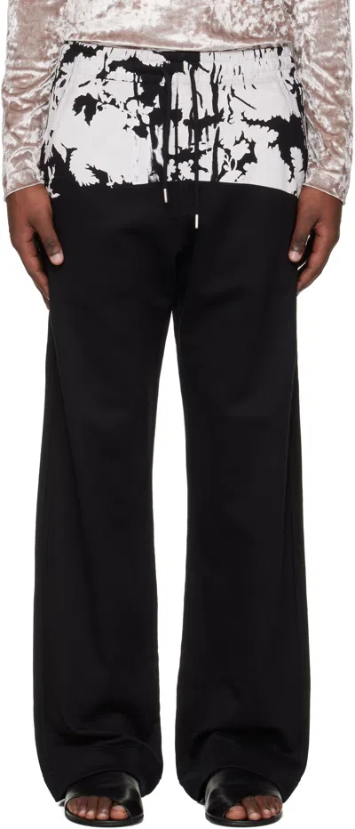 Dries Van Noten Black Printed Sweatpants In Brown