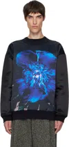 Dries Van Noten Black Printed Sweatshirt In Multi