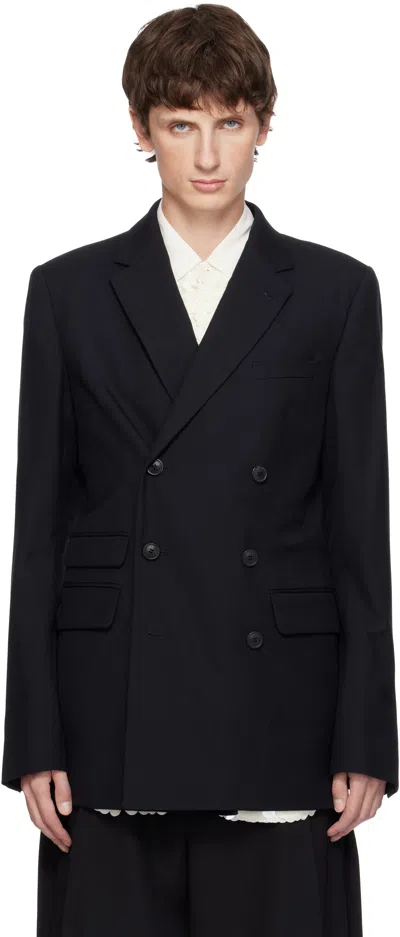 Dries Van Noten Black Regular Fit Wool Blazer