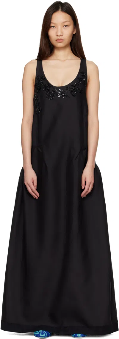 Dries Van Noten Embellished Wool And Silk-blend Midi Dress In Black