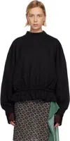 Dries Van Noten Black Ruffled Sweatshirt In Black