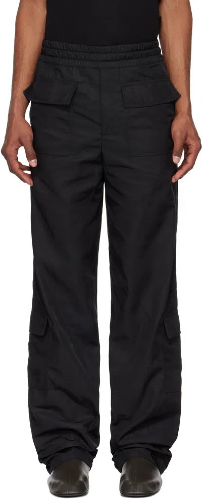 Dries Van Noten Black Sateen Cargo Pants In Black 900