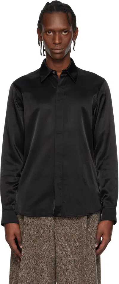 Dries Van Noten Black Satin Shirt