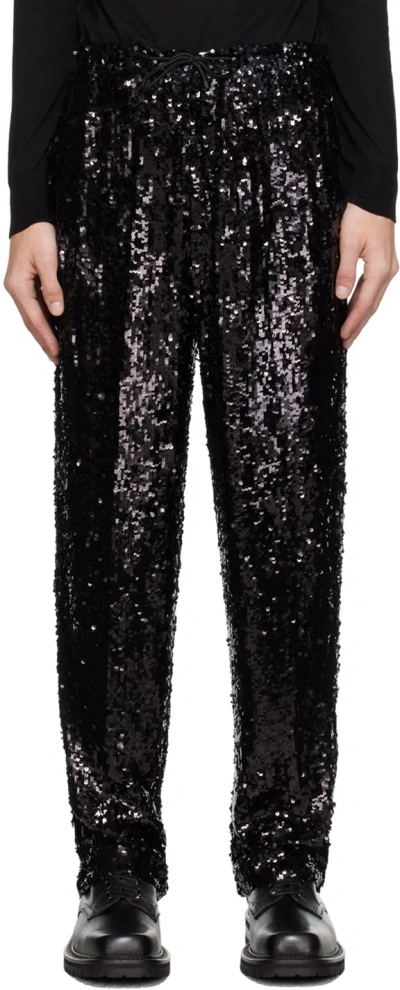 Dries Van Noten Black Sequin Trousers In 900 Black