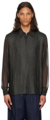 Dries Van Noten Black Sequinned Shirt In 606 Khaki