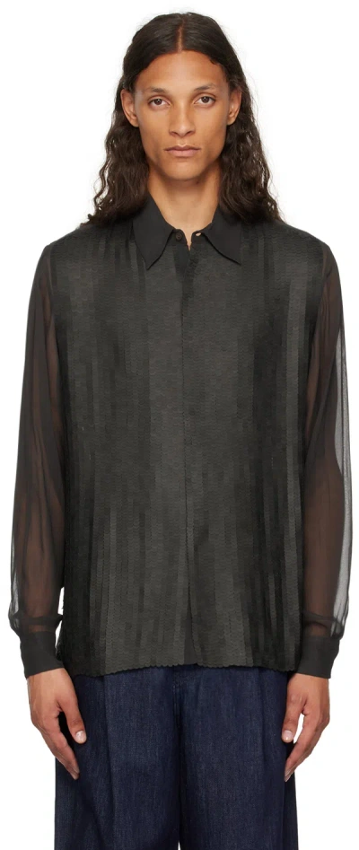 Dries Van Noten Black Sequinned Shirt In 606 Khaki