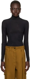 Dries Van Noten Black Sheer Turtleneck In 900 Black