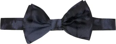 Dries Van Noten Black Silk Bow Tie In Blue