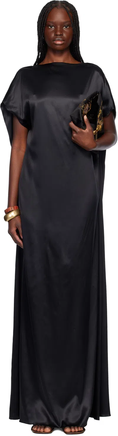 Dries Van Noten Black Silk Floor Length Maxi Dress In 900 Black