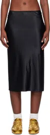 Dries Van Noten Black Silk Midi Skirt In 900 Black