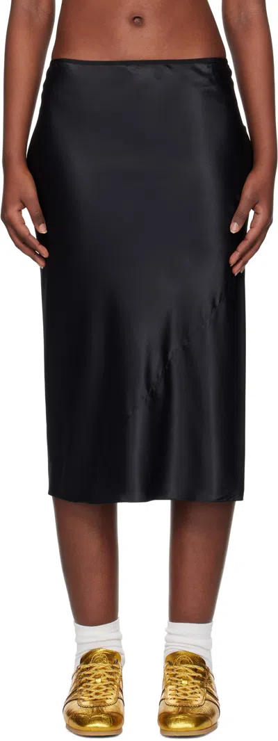 Dries Van Noten Black Silk Midi Skirt In 900 Black