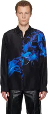 Dries Van Noten Black Silk Shirt In Multi