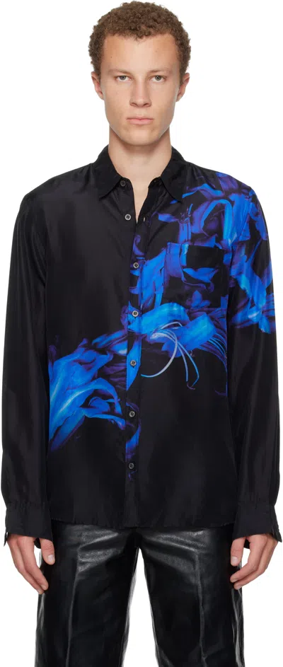 Dries Van Noten Black Silk Shirt In Multi