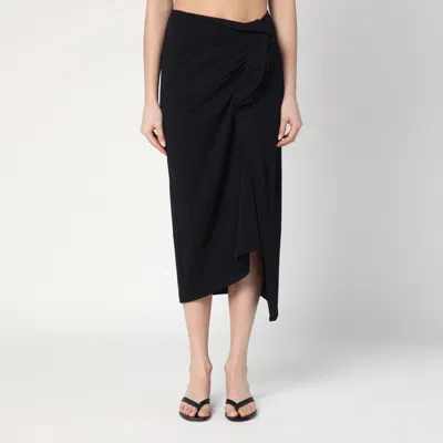 DRIES VAN NOTEN BLACK SKIRT WITH DRAPING