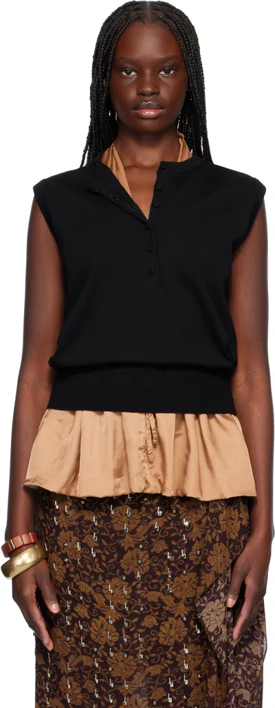 Dries Van Noten Black Sleeveless Sweater In 900 Black
