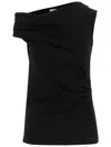 Dries Van Noten Black Solid One Shoulder Top In Blue