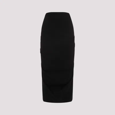 DRIES VAN NOTEN BLACK SONATA WOOL MIDI SKIRT