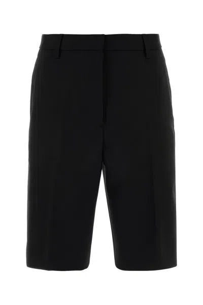 Dries Van Noten Black Stretch Gabardine Pilar Bermuda Shorts