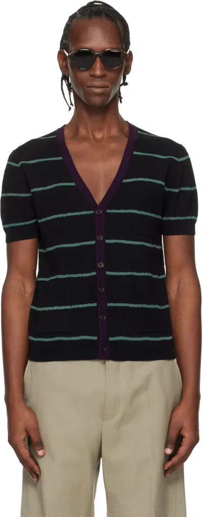 Dries Van Noten Black Striped Cardigan