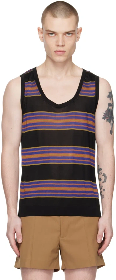 Dries Van Noten Black Striped Tank Top In 900 Black