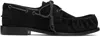 Dries Van Noten Black Suede Boat Shoes In Black