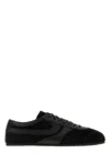 Dries Van Noten Suede Texture Sneakers Featuring Contrast Stitching In Black