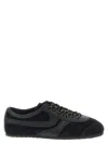 Dries Van Noten Suede Texture Sneakers Featuring Contrast Stitching In Black