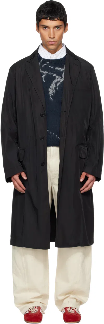 Dries Van Noten Black Taffeta Coat