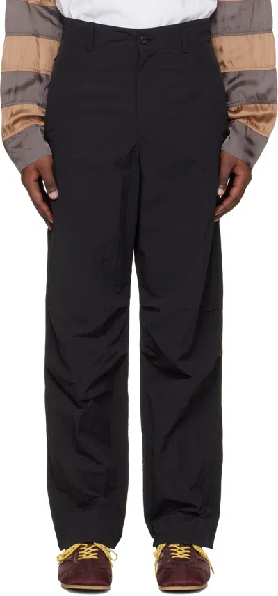 Dries Van Noten Black Taffeta Trousers In Brown