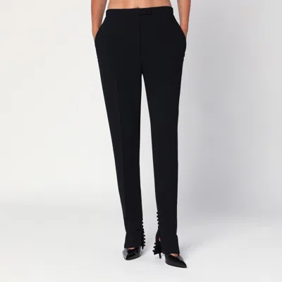 DRIES VAN NOTEN DRIES VAN NOTEN BLACK TROUSERS WITH SLITS AND BUTTONS