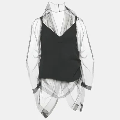 Pre-owned Dries Van Noten Black Tulle And Crepe Blouse M