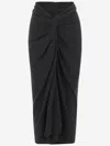 Dries Van Noten Knot Front Cotton Jersey Midi Skirt In Black
