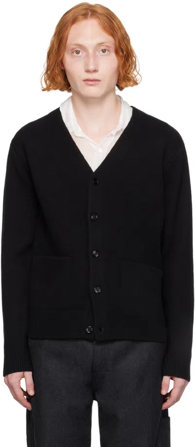 DRIES VAN NOTEN BLACK V-NECK CARDIGAN