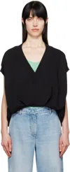 Dries Van Noten Black V-neck Vest In 900 Black