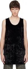 Dries Van Noten Black Velour Tank Top In Black