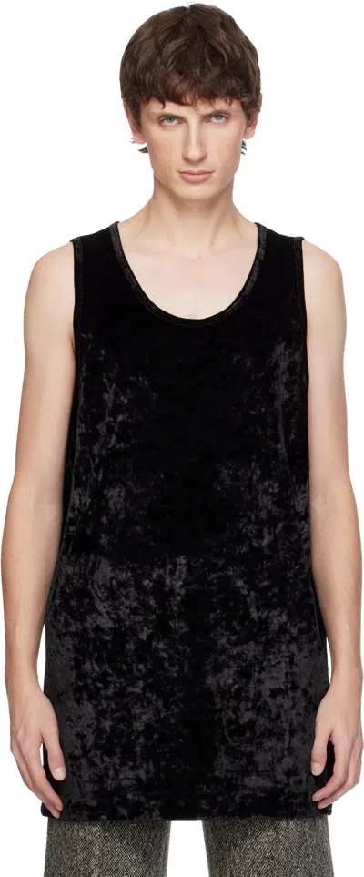 Dries Van Noten Black Velour Tank Top