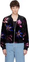 Dries Van Noten Black Velvet Bomber Jacket In Black