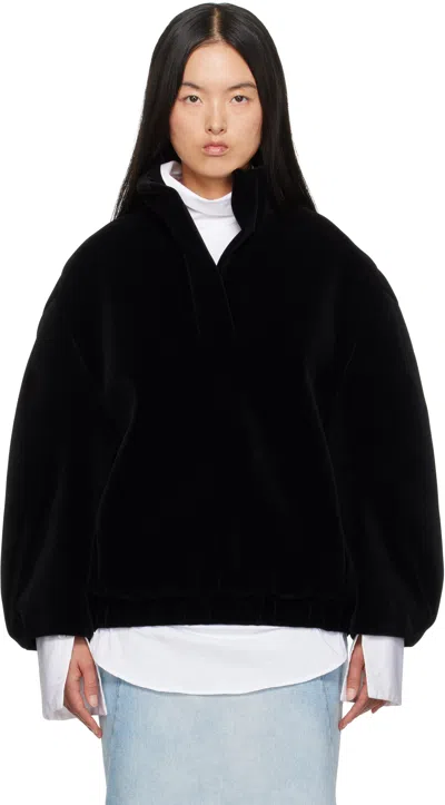 Dries Van Noten Black Velvet Loose Fit Jacket In 900 Black