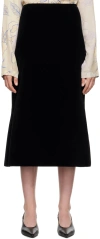 DRIES VAN NOTEN BLACK VELVET TAILORED MIDI SKIRT