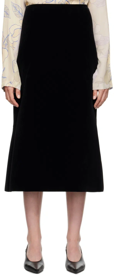 Dries Van Noten Black Velvet Tailored Skirt In 900 Black