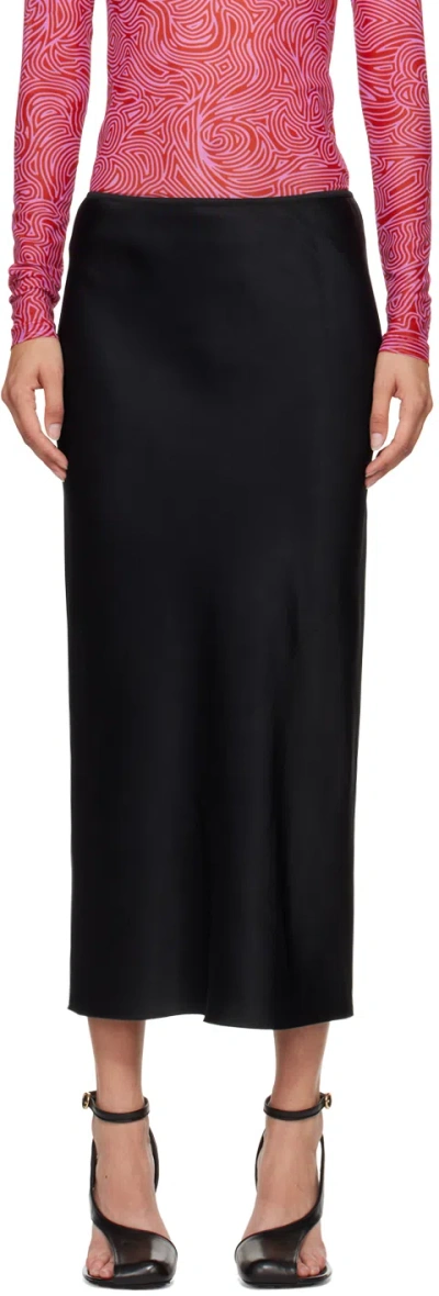 Dries Van Noten Black Vented Midi Skirt In 900 Black