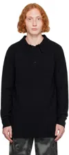Dries Van Noten Black Virgin Wool Polo In 900 Black