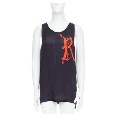Pre-owned Dries Van Noten Black Viscose Gothic R Print Viscose Tank Top It46 S