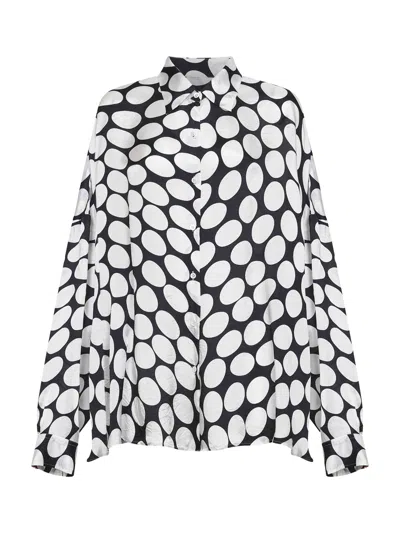 Dries Van Noten Black Viscose Soft Ellipses-printed Cocoon Shirt