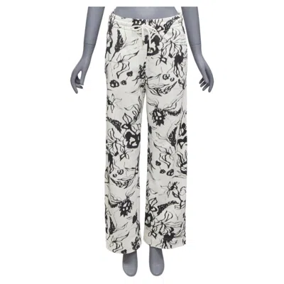 Pre-owned Dries Van Noten Black White Cotton Blurry Abstract Floral Print Sweatpants S