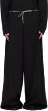 Dries Van Noten Black Wide Pleated Trousers In Black